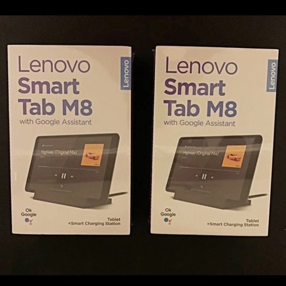 Set of 2 - New and sealed Lenovo Smart Tab M8 tablet and charging station